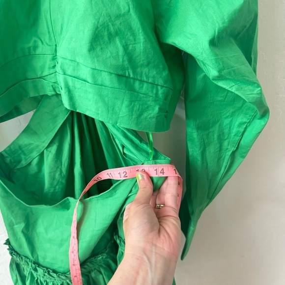 Jason Wu Green Cutout Waist Twist Long Sleeve Mini Tiered Dress XS - Picture 6 of 11